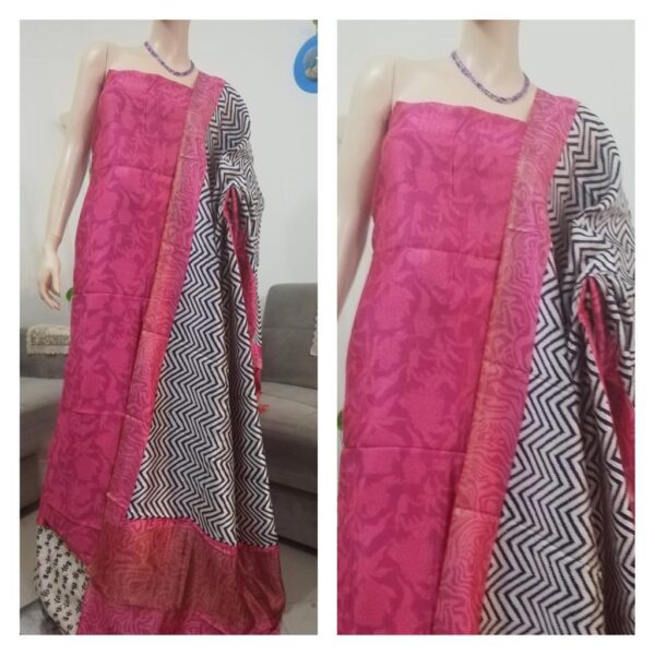 Maheshwari silk top and dupatta with cotton bottom