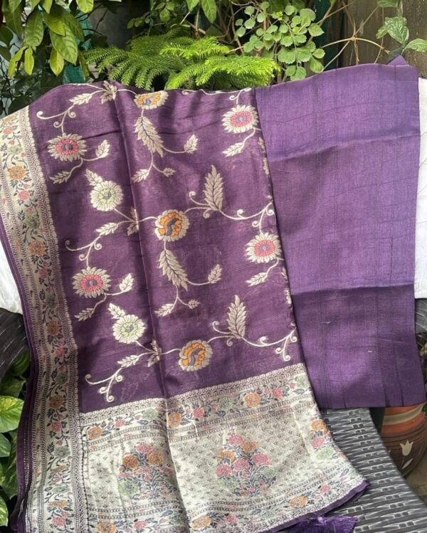 Modal chanderi silk plain top paired with banarsee weave dupatta M 4246