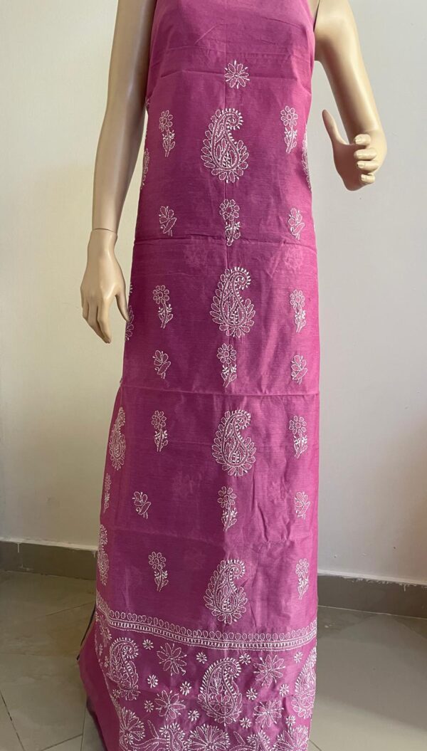 Chanderi silk chikankari work kurti (M 4255)